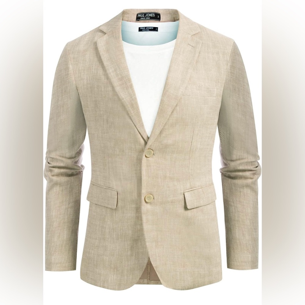 PJ Paul Jones Men's Slim Fit Lightweight Linen Jacket Tailored Blazer Sport Coat